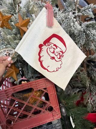Handmade Santa Linen Flag Christmas Decor