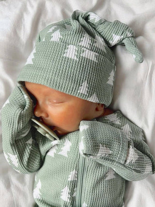 Alpine Trees Baby Organic Waffle Knot Beanie