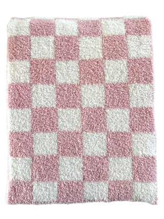 Pink and white Checkerboard Blanket, Phufy® Bliss