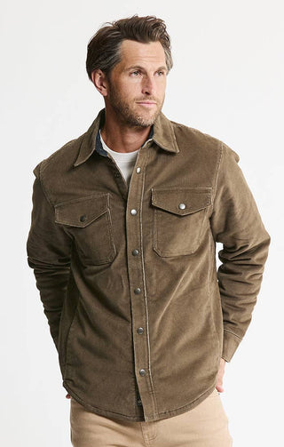 Sherpa Lined Corduroy Shirt Jacket, Olive