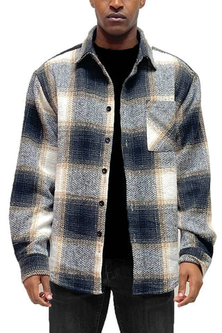 Ridgeway Plaid Mens Shacket Flannel, Black
