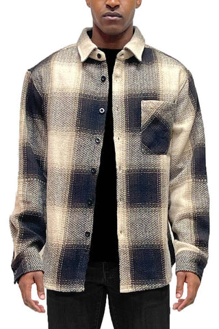 Ridgeway Plaid Mens Shacket Flannel, Brown