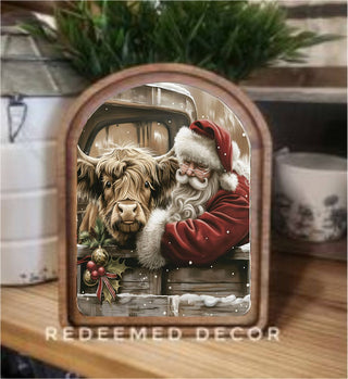 Highland with Santa Arch Framed Art, 6x8"