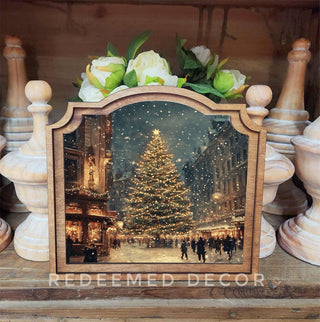 Christmas Tree Main Street Provincial Framed Art