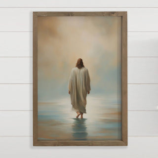 Jesus Christ Walking On Water - Jesus Canvas Art - Framed 12x18"