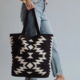 Black & Cream Aztec Tote