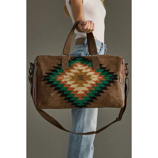 Brown & Multicolored Western Duffel