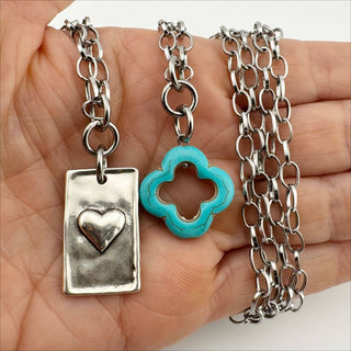 KD3 All Is Well Howlite Clover Lite Necklace – Silver