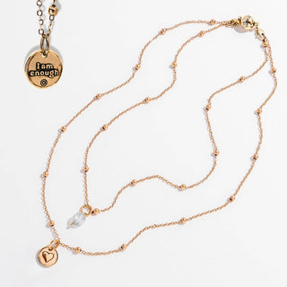 KD6 I Am Enough Crystal Quartz Heart Dainty Necklace – Gold