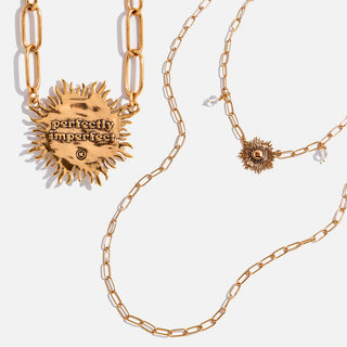 KD14 Gold Starburst Long Chain Necklace - "Perfectly Imperfect"