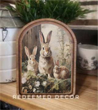 Bunny Trio Arch Framed Art 6x8"