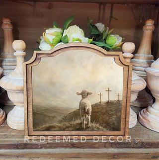 3 Crosses Lamb Provincial Framed Art