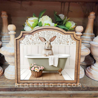 Bunny in Tub Provincial Framed Art