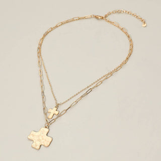 Modern Faith Layered Cross Necklace, Gold