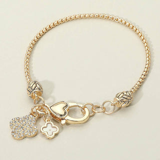 Pearl Clover Charm Bracelet, Gold