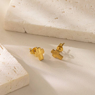 Everlasting Gold Cross Stud Earrings