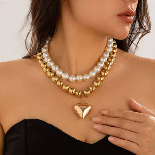 Pearl & Heart Layered Necklace