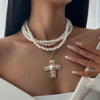 Pearl Grace Wrap Cross Necklace