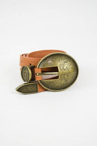 Heirloom Oval Buckle Belt, Camel