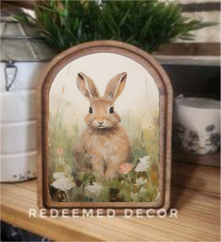 Tan Bunny Arch Framed Art 6x8"