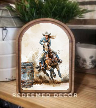 Barrel Racer Framed Art 6x8"