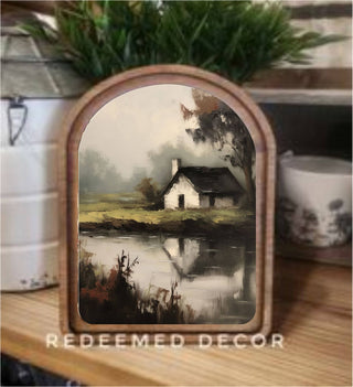 Cottage Pond Framed Art 6x8"