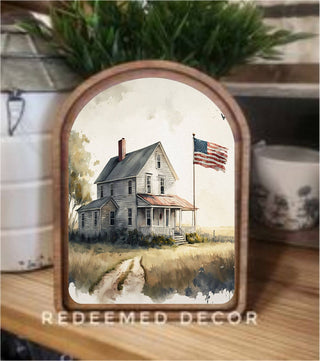 Farmhouse Flag Framed Art 6x8"