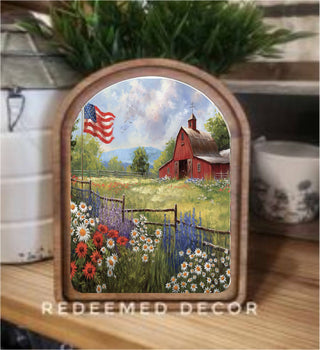 Patriotic Farm Framed Art 6x8"