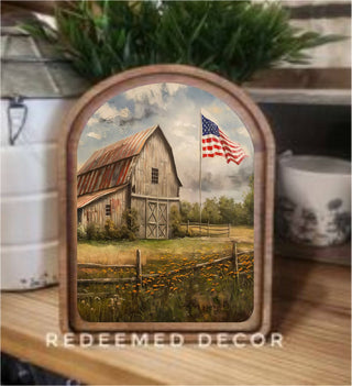 Patriotic Homestead Framed Art 6x8"