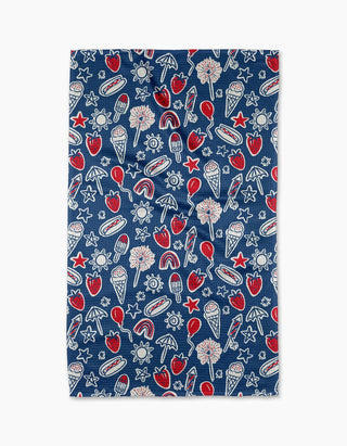 Geometry Tea Towel, Summer Fun in Blue