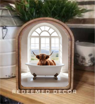 Highland White Tub Arch Framed Art 8.25x11"