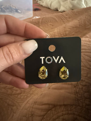 TOVA Lumi Pear Stud Earrings, Dark Starlight