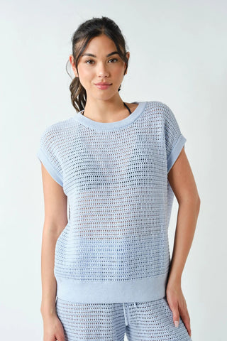 The Ocean Air Open Knit Top, Halogen Blue
