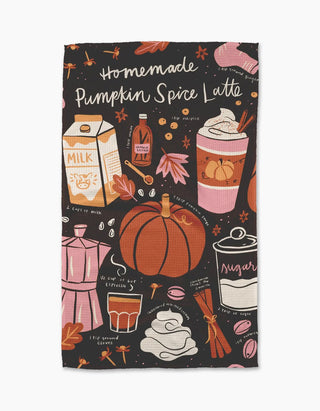 Geometry Pumpkin Spice Latte Tea Towel