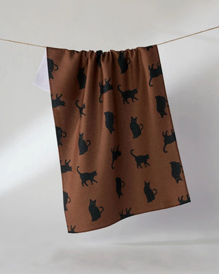 Geometry Witch's Cat Tea Towel