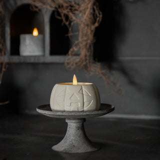 3" Jack-O-Lantern 3D Flame Candle, Cream