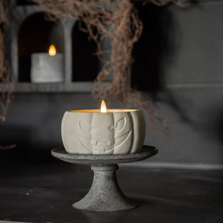 3.5" Jack-O-Lantern 3D Flame Candle, Cream