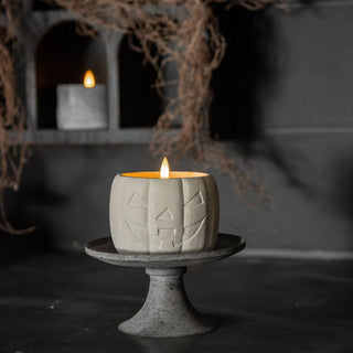 3.75" Jack-O-Lantern 3D Flame Candle, Cream