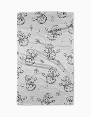 Geometry Tea Towel, Snowmen Charcoal