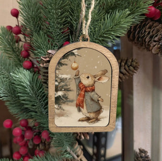 Canvas Arch Ornament Christmas Bunny