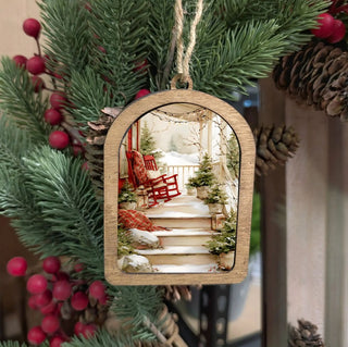 Canvas Arch Ornament Cozy Christmas Porch
