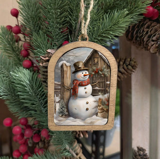 Canvas Arch Ornament Rustic Snowman
