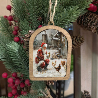 Canvas Arch Ornament Chickens