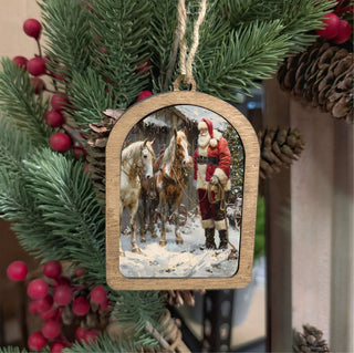 Canvas Arch Ornament Santa with Horses