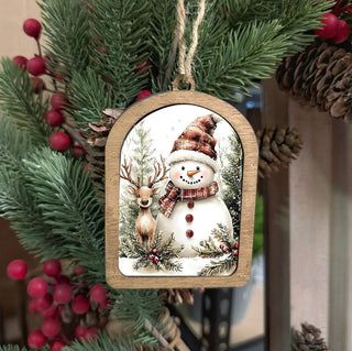 Canvas Arch Ornament Snowman Deer