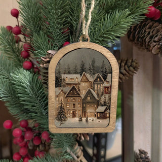 Canvas Arch Ornament Snowy Christmas Village