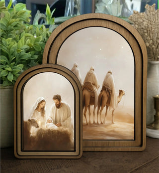 Nativity Arch Framed Art Layered Set, 6"x8" + 8.25"x11"