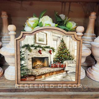 Christmas Fireplace Provincial Framed Art, 9" x 10"