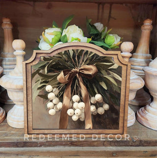 Snowberries Christmas Framed Provincial Art, 9”x10”