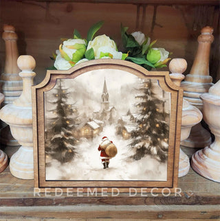 Village Santa Provincial Framed Art, 9”x10”